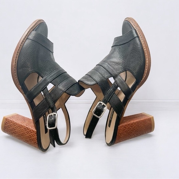 Zinda Black Leather Strappy  Heels Sz 38 - Picture 3 of 10